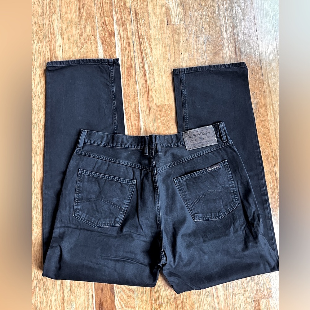 Marlboro Classics Vintage Denim Jeans Black Straight Leg 5 pockets 90s W38 L34